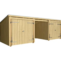 Plus NORDIC 3-MODUL INKL. TAGPAP/ALULISTER MULTIHAVEHUS 14 M2^ Redskabsskure