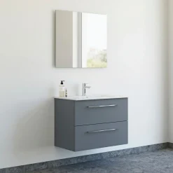 Scanbad DINA INKL. SELECT SPEJL BADMØBEL GRÅ MAT 2 SKUFFER 81 CM Online