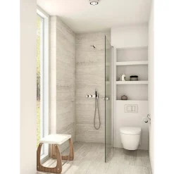 Scanbad FLEXI MAT ALU PROFIL, 1 STK. BRUSEDØR KLAR GLAS 79 CM New