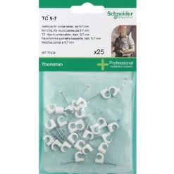 Schneider Electric THORSMAN RUND Ø5-7 HVID 25 STK LEDNINGCLIPS^ Tilbehør Elinstallationer