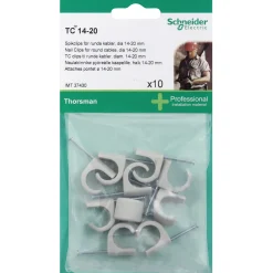 Schneider Electric THORSMAN RUND Ø14-20 MM GRÅ 10 STK LEDNINGCLIPS^ Tilbehør Elinstallationer