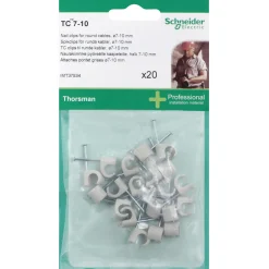 Schneider Electric THORSMAN RUND Ø7-10 GRÅ 20 STK LEDNINGCLIPS^ Tilbehør Elinstallationer