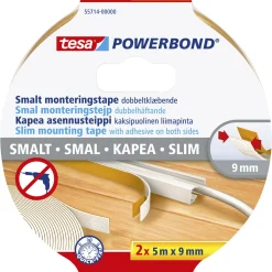 Tesa POWERBOND SLIM DOBBELTKLÆBENDE TAPE 5 M X 9 MM HVID Best