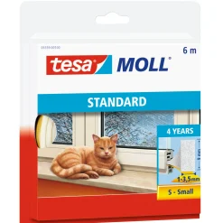 Tesa MOLL I-PROFIL TÆTNINGSLISTE 6 M X 9 MM X 4 MM HVID^ Tætningslister