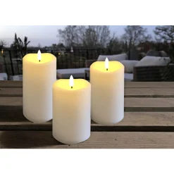 Veli Line 3-PAK HVIDE Ø7,5 X 10 + 12,5 + 15 CM LED BLOKLYS^ Boligindretning