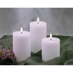 Veli Line 3-PAK HVIDE RIFLEDE Ø 7,5X10+12,5+15 CM LED BLOKLYS^ Boligindretning