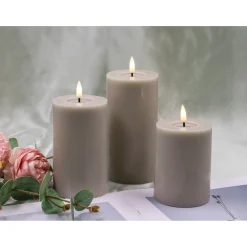 Veli Line 3-PAK TAUPEFARVEDE Ø 7,5X10+12,5+15 CM LED BLOKLYS^ Boligindretning